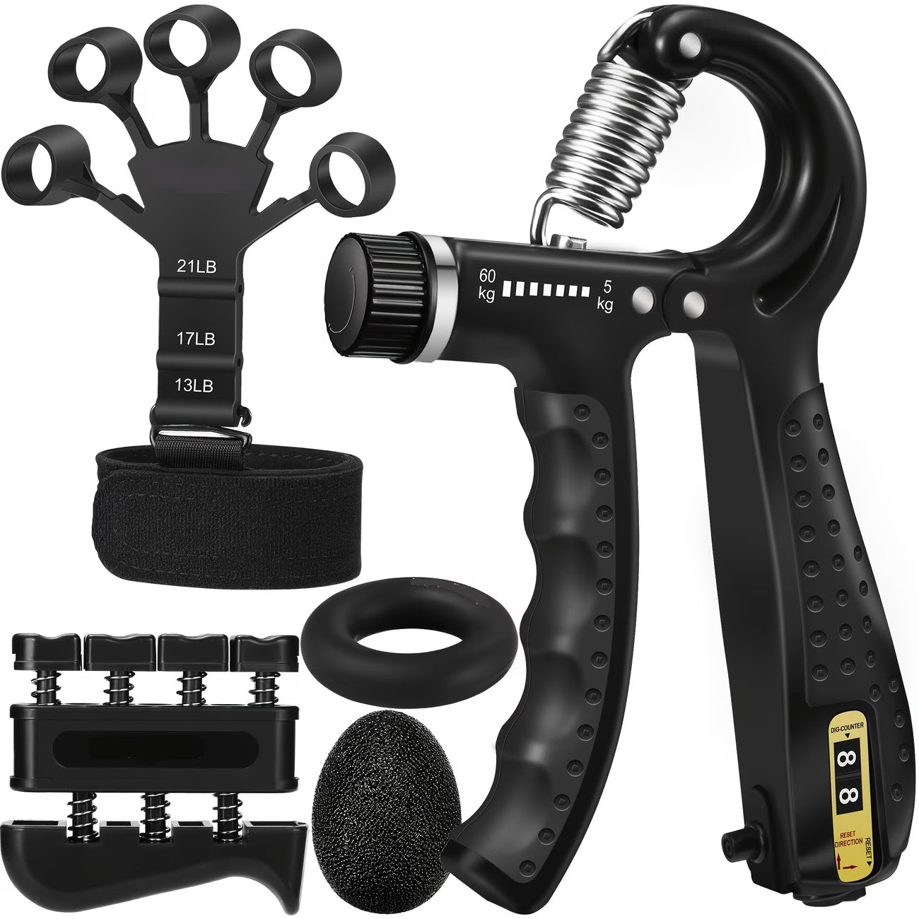 5pcs/set,Grip Strength Trainer – Hand & Forearm Strengthener